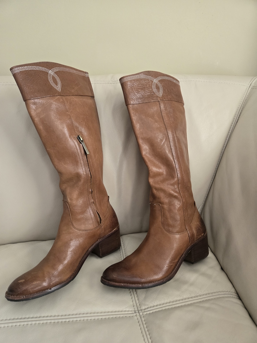 Donald J. Pliner Cognac Leather Over-the-Knee Boots